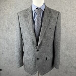 J Crew Ludlow Yorkshire Moon Tweed Wool Sport Coat Blazer 42L Mens Grey Jacket